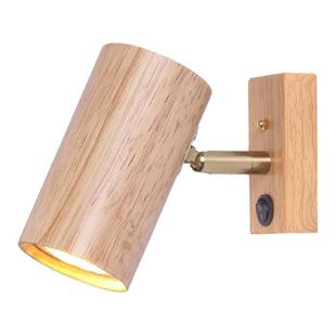 北欧简约插电式床头灯卧室墙实木壁墙灯阅读灯楼梯射灯可旋转壁灯