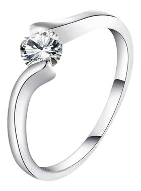 天使之吻钻戒纯银无爪简约婚戒