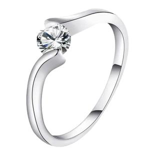 大天使之吻钻戒 S925纯银无爪戒指仿真钻莫桑石简约扭臂45分婚戒