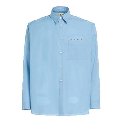 【12期免息】MARNI 男士字母LOGO长袖翻领衬衫