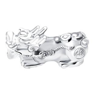 999足纯银貔貅皮丘麒麟配饰手链项链吊坠钥匙扣车挂DIY工编织配件