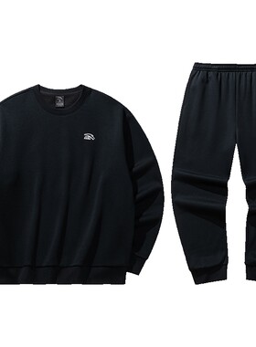 安踏运动套装情侣款春季加绒卫衣运动服套头衫上衣休闲长裤两件套