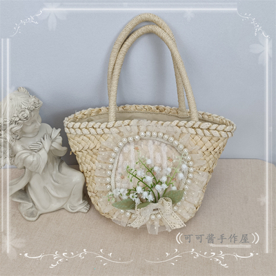 taobao agent Original hand -made Lolita woven bag weaving bag elegant CLA gentle lily of the valley