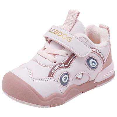 巴布豆童鞋女童加绒软底机能鞋2025新款秋冬女宝二棉鞋儿童学步鞋