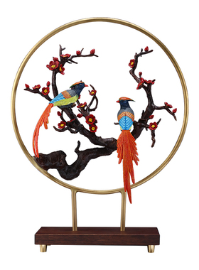 铜欣祥彩铜喜上枝头摆件家居玄关办公室喜鹊双喜临门装饰礼品