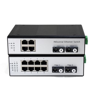 拓轩工业级全千兆2光4电环网交换机导轨式环网自愈2光8电光纤收发器4口POE供电交换机