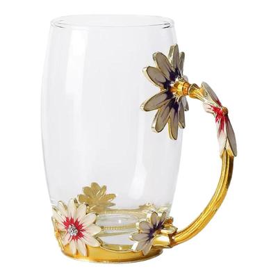 雏菊花茶杯珐琅彩水晶玻璃水杯