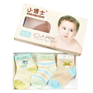 小博士婴儿袜子0一3月新生儿春秋纯棉初生宝宝6个月1春夏松口棉袜