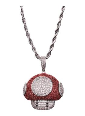 GangGang蘑菇锆石吊坠嘻哈项链潮