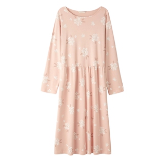 康妮雅纯棉长袖睡裙春秋款女2026年新款宽松大码印花高级感家居服