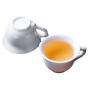 陶瓷小茶杯有耳功夫品茗杯办公喝茶杯6只装防烫带柄白瓷家用杯子