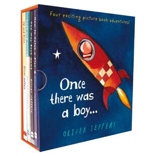 智慧小孩4册精装盒装 英文原版 Once There Was A Boy 奥利弗杰弗斯Oliver Jeffers 摘星星的孩子 远在天边 从月亮上回家 幽默哲理