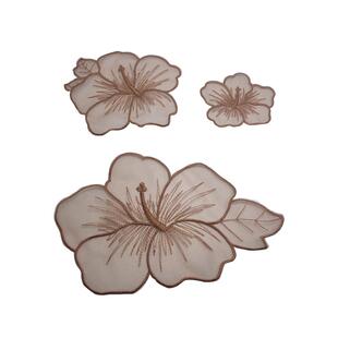 咖啡色蕾丝刺绣布贴欧根纱花朵羽绒纱裙补洞衣服汉服修补装饰补丁