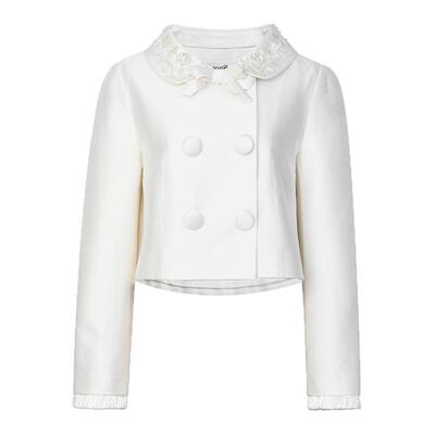 【Angelababy同款】lefame拉飞姆春季新款玫瑰盘绣丝毛短外套女冬