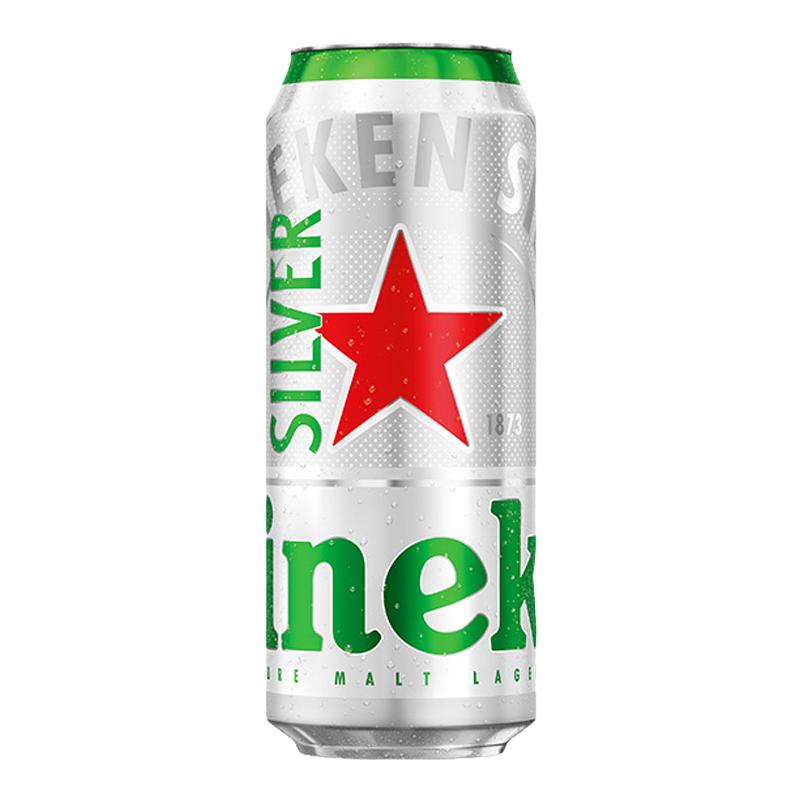 Heineken Silver/喜力星银500ml*18罐整箱装啤酒 全麦酿造官方