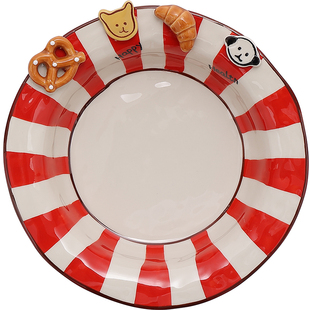 草帽盘立体浮雕盘子高颜值甜品盘陶瓷漂亮餐盘水果盘碗精致沙拉盘