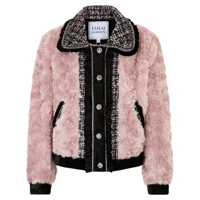 LULUALWAYS小香风拼接毛毛外套