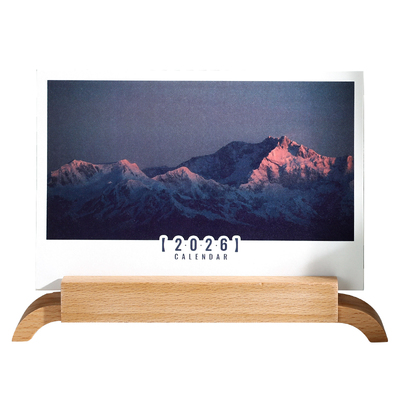 2026拱桥实木款台历配精美纸盒