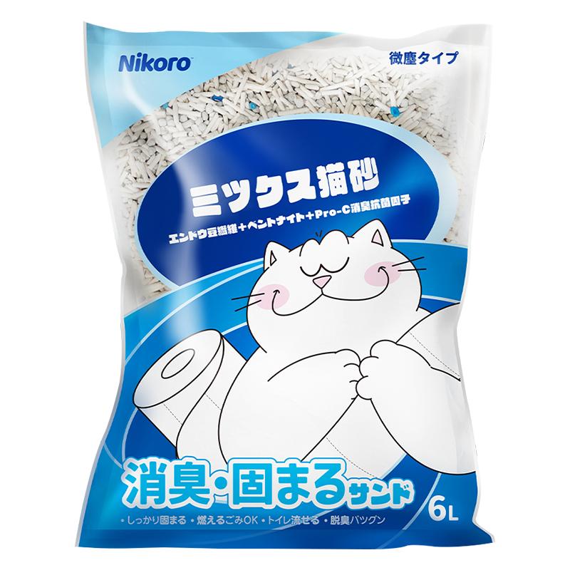 6包Nikoro妮可露猫砂混合低尘除臭豆腐膨润土猫沙可冲马桶整箱