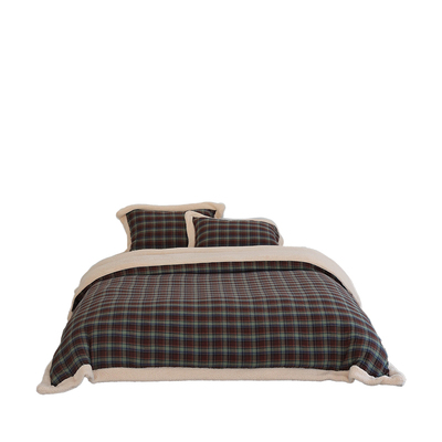 复古格子秋冬牛奶绒四件套