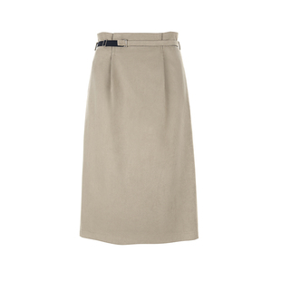 wana try麂皮感显瘦百搭中裙26春季新品豆绿色简约百搭气质半裙女