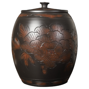 滇宝建水紫陶米桶陶瓷米缸带盖家用密封防潮罐防虫生财厨房收纳罐