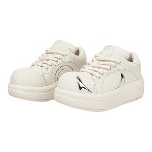 【孟子义同款】SMILEY笑脸白鲸白厚底增高休闲百搭圆头大头板鞋子