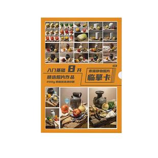 素描静物照片临摹卡 8开高清素描写生卡石膏陶罐衬布单体结构组合明暗美术生基础教程教材