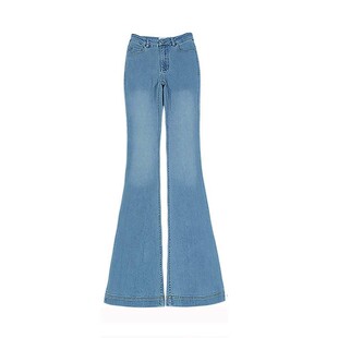 微喇叭裤AOAOMISSSHOP螯鳌家浅蓝色Street Style高腰牛仔2026早春