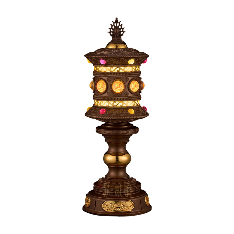 精铸合金八吉祥莲花佛前供灯摆件