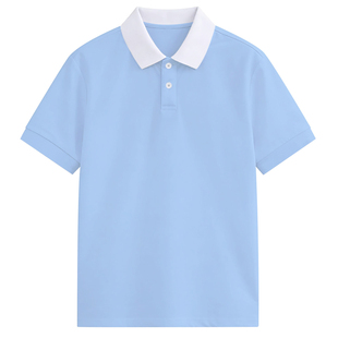 01和静县第三中学男童短袖t恤夏季浅蓝色纯棉儿童校服学生班服定