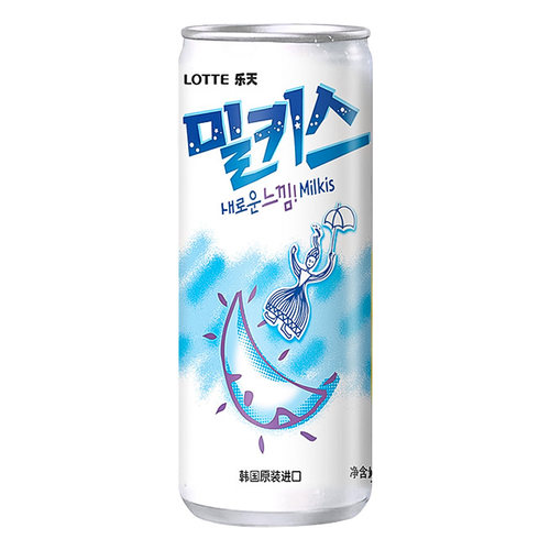 韩国进口Lotte乐天milkis妙之吻牛奶碳酸饮料气泡草莓乳酸菌汽水