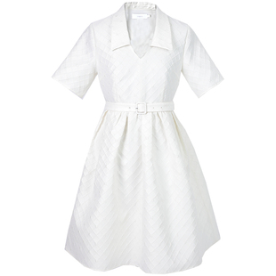 OBEG欧碧倩肌理提花衬衫连衣裙夏气质收腰裙子10442080