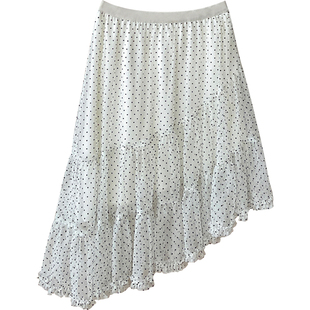 法式重工不规则蕾丝网纱蛋糕蓬蓬短中裙女春夏波点miu韩系半身裙