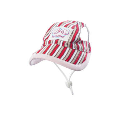 条纹包边遮阳帽 Lazyeazy宠物狗猫中小型犬可爱露耳朵棒球鸭舌帽