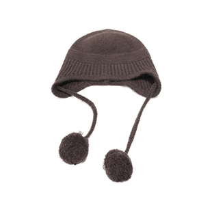 蓝墨竹L.MOZ兔毛针织毛线帽女冬季防风保暖护耳帽日系复古包头帽