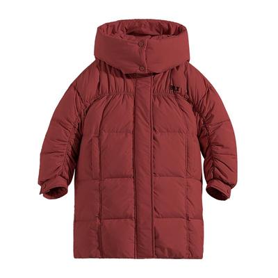 半度闲女童中长款加厚连帽羽绒服