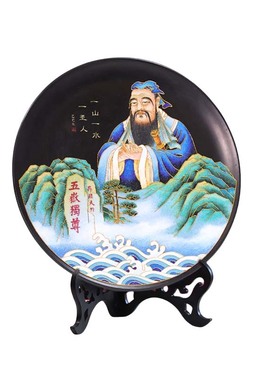 山东非遗景泰蓝山水圣人孔子