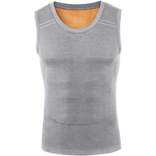 梦特娇男士保暖背心加绒加厚内衣德绒发热打底衫无袖坎肩上衣冬季