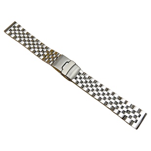 表带男钢带通用手表实心精钢折叠扣配件弧口20mm22不锈钢手表链