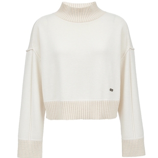 ONLY2025冬季新款含羊毛双色线混织松弛高领宽松短款毛衣针织衫女