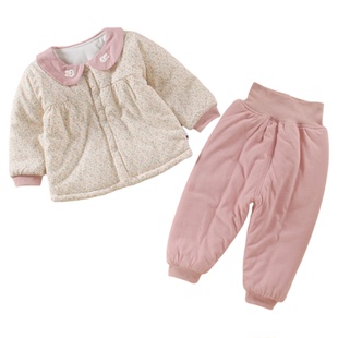 三层夹棉分体女宝宝小公主洋气冬装套装0一1岁半童春秋婴儿衣服季