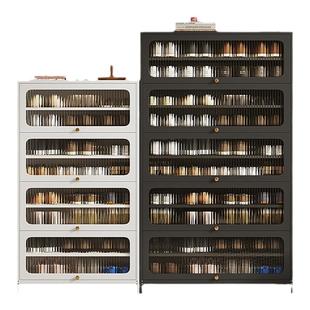 家用钢制鞋柜门口落地多层防尘鞋架入户玄关大容量收纳翻开门鞋柜