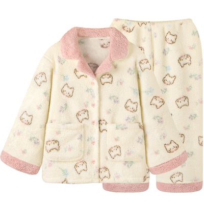 睡衣女生冬可爱珊瑚绒女款家居服