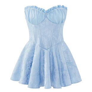 【泫雅同款】NanaJacqueline连衣裙女蕾丝提花抹胸裙公主生日穿搭