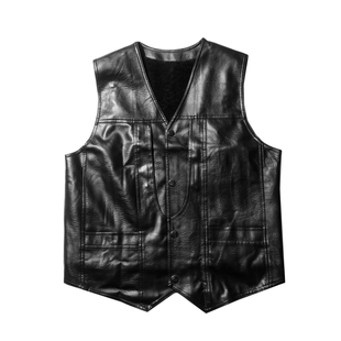 美式重磅秋冬男士加绒加厚保暖叠穿内搭复古机车皮衣马甲加厚背心