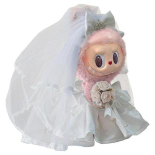 泡泡玛特拉布布娃衣大甜心MOKOKO婚纱LABUBU大春野38CM大夏日衣服