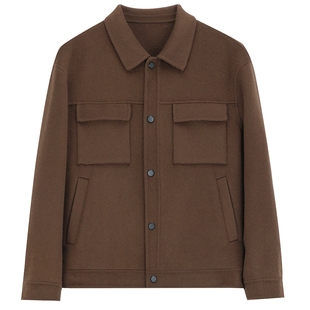 MindBridge【山羊绒】男士工装翻领毛呢大衣2025年冬短款羊毛外套