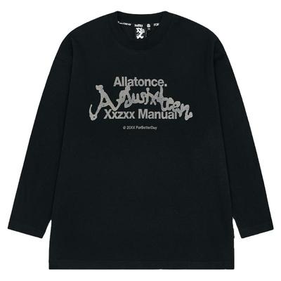 XXZXX潮牌美式复古印花宽松长袖T