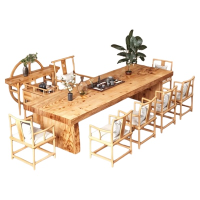 新中式实木功夫茶桌椅一键上水